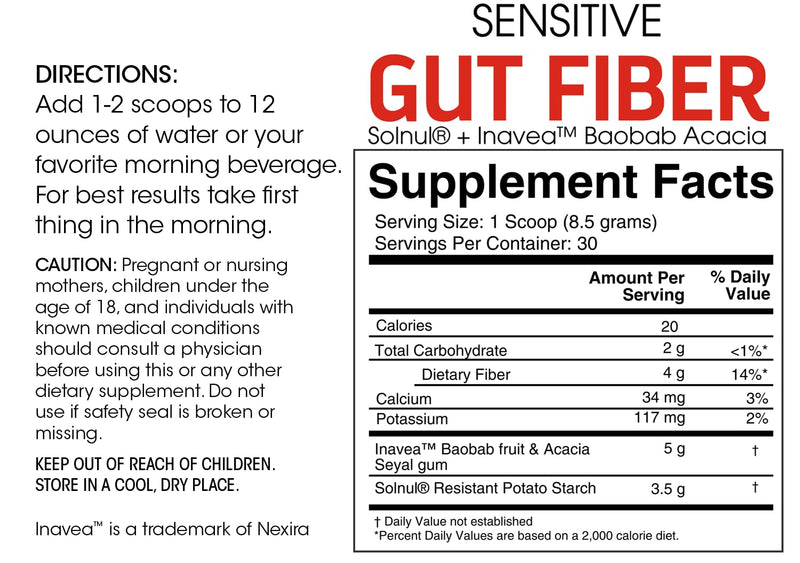 Silver Fern Sensitive Gut Fiber – 2 Tub Set (30 Scoops per Tub) with Galactomannan Guar Fiber, Baobab & Acacia