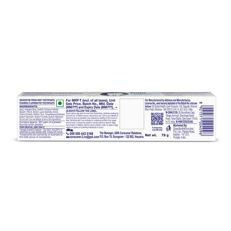 Sensodyne Fresh Mint Toothpaste 75g – Sensitive Teeth & Fresh Breath
