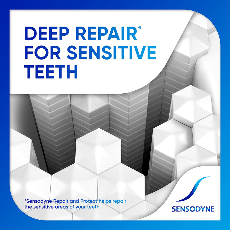 Sensodyne Repair and Protect Whitening Toothpaste – 3 x 3.4 oz for Sensitive Teeth & Cavity Prevention