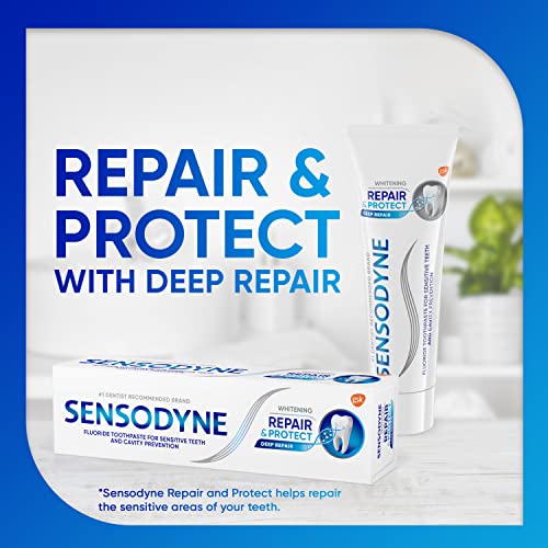 Sensodyne Repair and Protect Whitening Toothpaste – 3 x 3.4 oz for Sensitive Teeth & Cavity Prevention