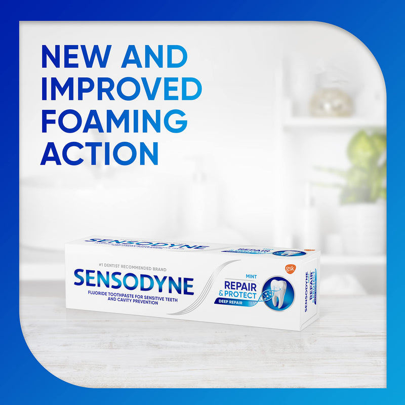 Sensodyne Repair and Protect Mint Toothpaste – Sensitive Teeth & Cavity Prevention (3.4 oz)