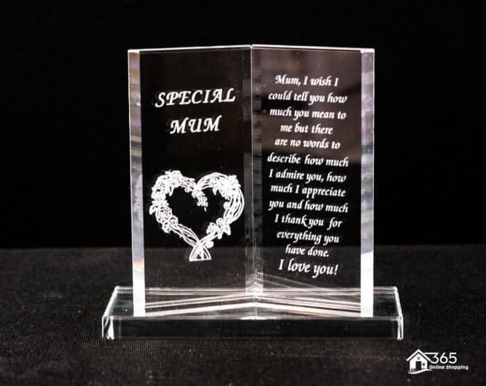 Special Mum Glass Book Plaque Sentimental Keepsake Gift