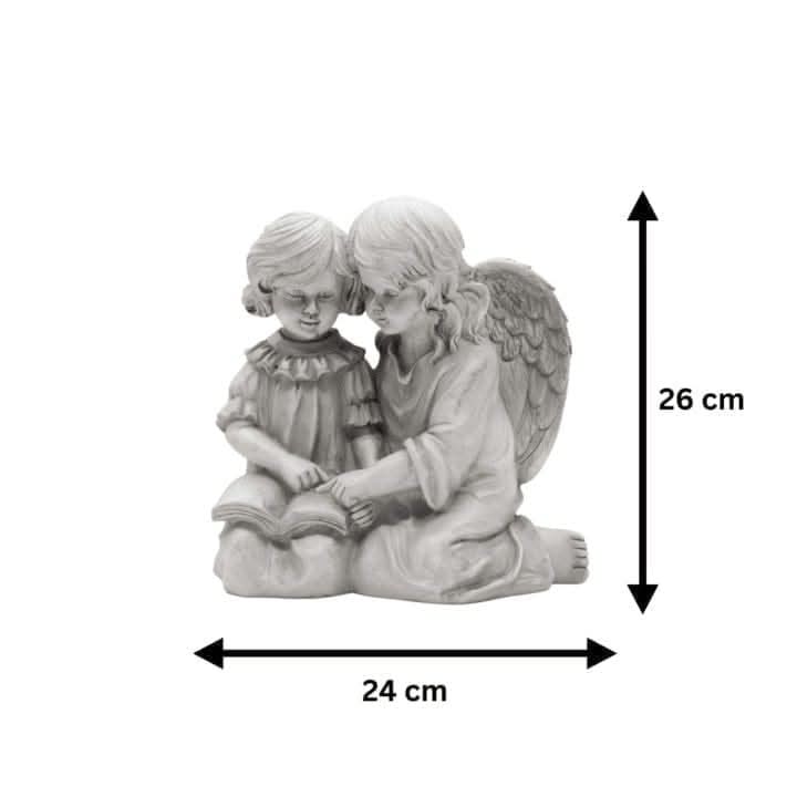 Resin Reading Angel Lamp Child Statue – Decorative LED Cherub Ornament