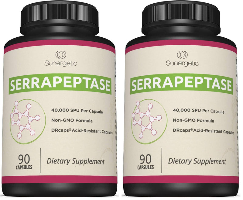 Premium Serrapeptase Enzyme Supplement – 40,000 SPU per Capsule | 90 Enteric Coated Capsules (Pack of 2)