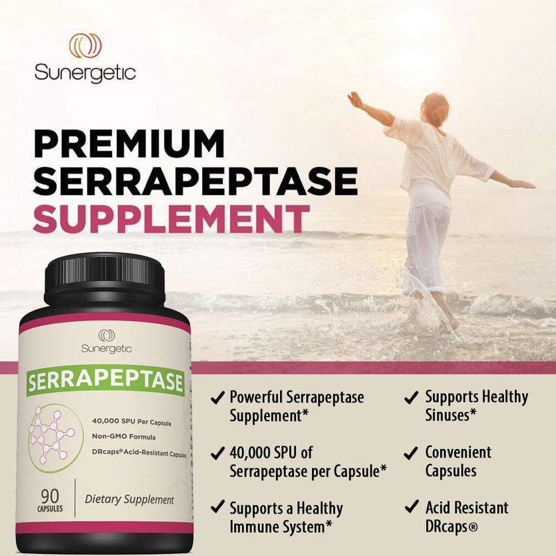 Premium Serrapeptase Enzyme Supplement – 40,000 SPU per Capsule | 90 Enteric Coated Capsules (Pack of 2)