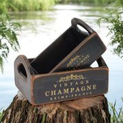 SET 2 BLACK WOODEN CRATES - InStock