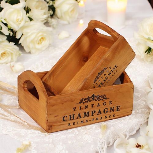 SET 2 WOODEN FLOWER PLANTERS - InStock