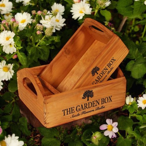 SET 2 WOODEN FLOWER PLANTERS - InStock