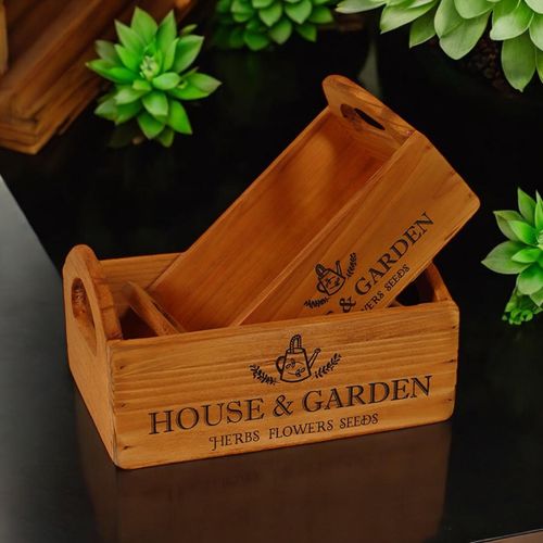 SET 2 WOODEN FLOWER PLANTERS - InStock