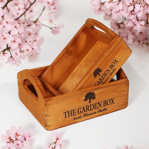 SET 2 WOODEN FLOWER PLANTERS - InStock