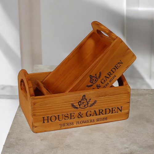 SET 2 WOODEN FLOWER PLANTERS - InStock