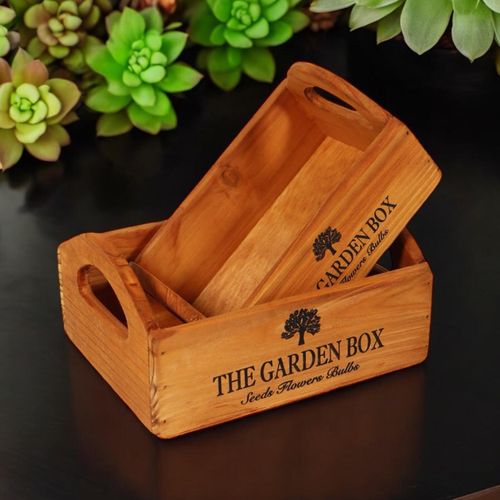 SET 2 WOODEN FLOWER PLANTERS - InStock