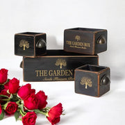 SET 4 BLACK WOODEN CRATES - InStock