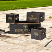 SET 4 BLACK WOODEN CRATES - InStock
