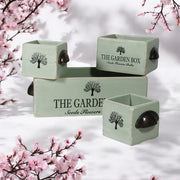 SET 4 RUSTIC GREEN WOODEN CRATE - InStock
