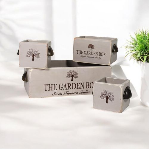 SET 4 RUSTIC GREY WOODEN CRATES - InStock