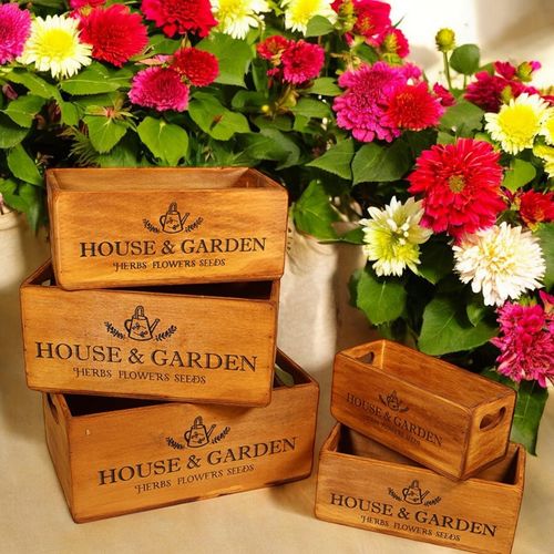 SET 5 WOODEN CRATES - InStock
