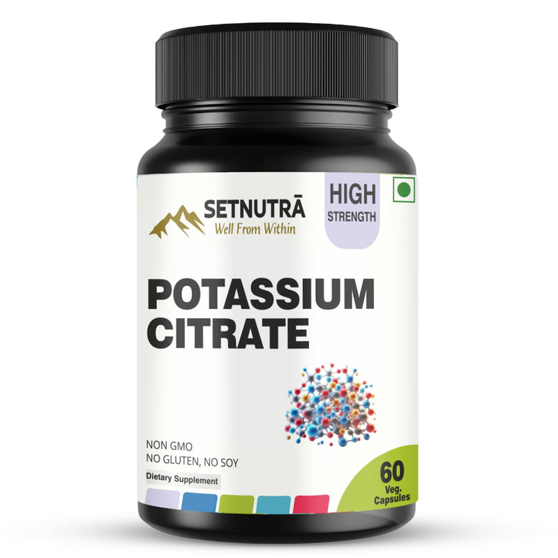 SETNUTRA Well From Within Potassium Citrate 800mg - Electrolyte Balance & Muscle Support | 60 Vegan Capsules