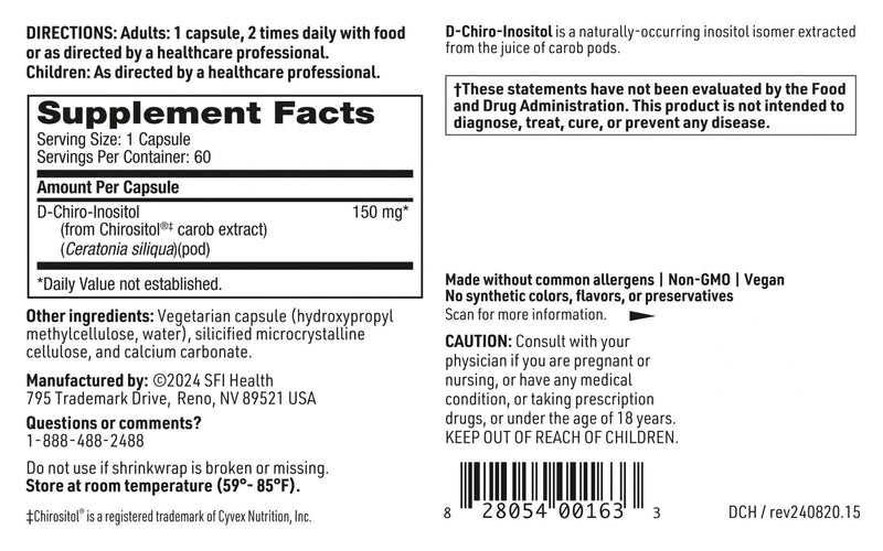 D-Chiro-Inositol 150 mg - Klaire Labs | Hypoallergenic Supplement (60 Capsules)
