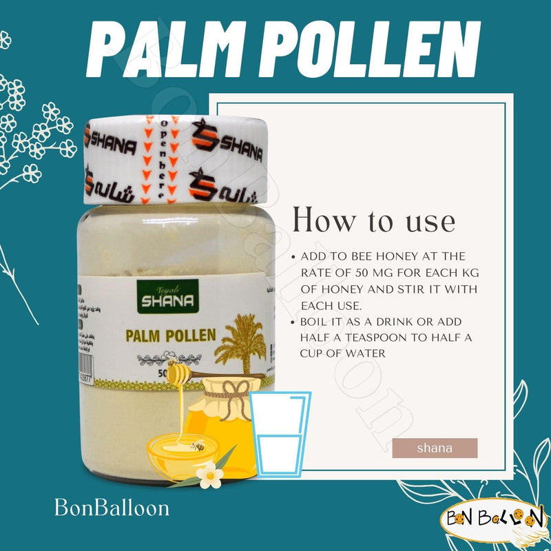 Shana Palm Pollen Powdered Natural Pure Date (1 Pack = 1.76 oz / 50 gm)