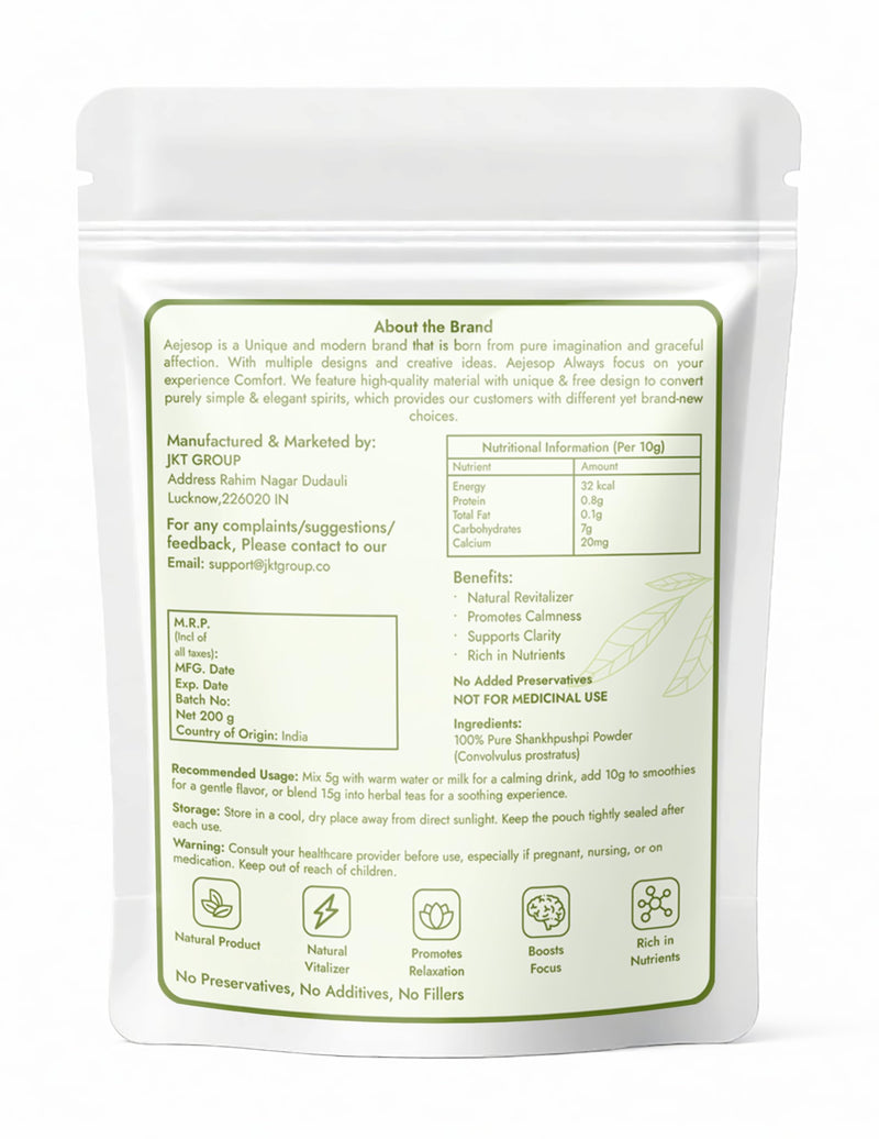 AEJESOP Shankhpushpi Powder – Memory Booster & Digestive Support Tea, 7oz (200g)