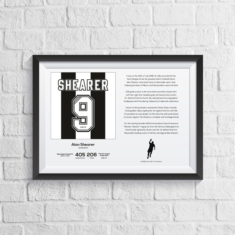 Alan Shearer Newcastle Stats & Poem Print
