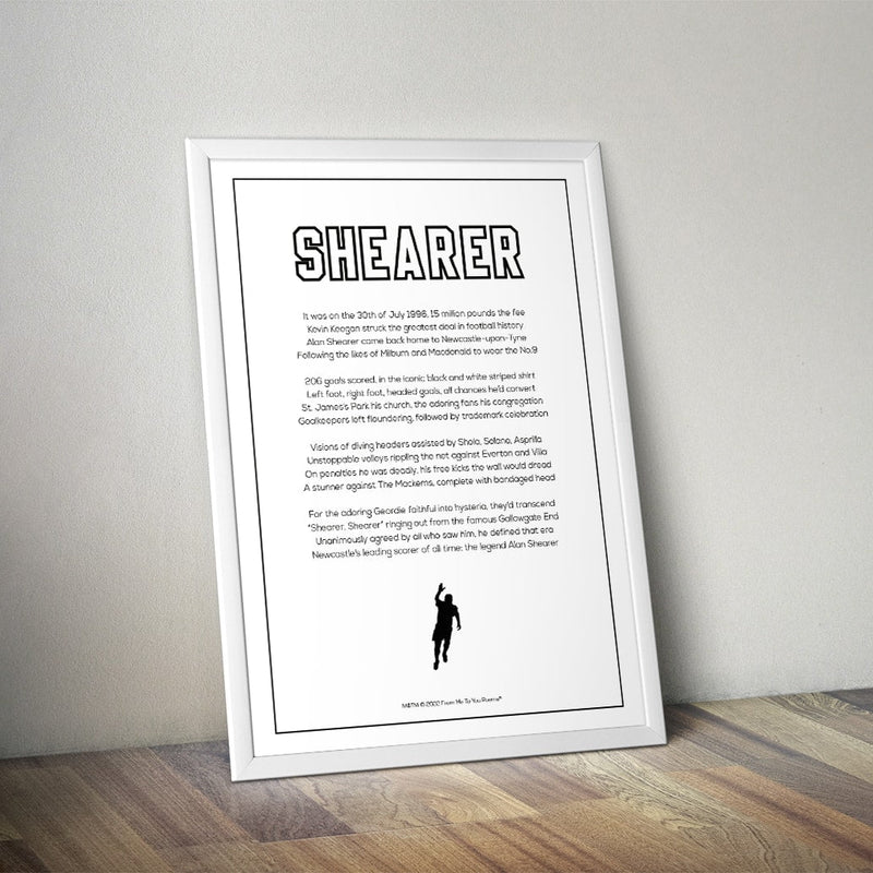 Alan Shearer Newcastle Poem Print