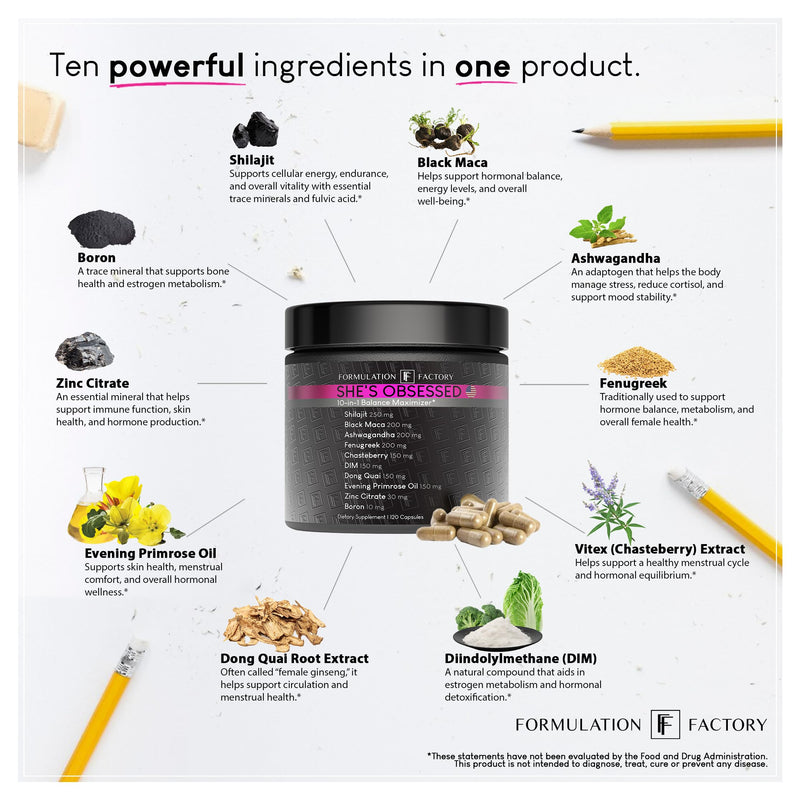 Formulation Factory She's Obsessed: 10-in-1 Hormone Balance Maximizer – 240 Count (Pack of 2)