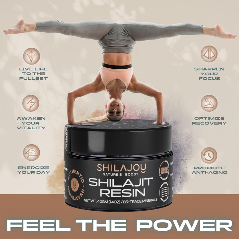SHILAJOY Shilajit Resin – Pure Himalayan Shilajit, 75%+ Fulvic Acid, 85+ Minerals, Lab Tested, Energy & Immune Support (80g)