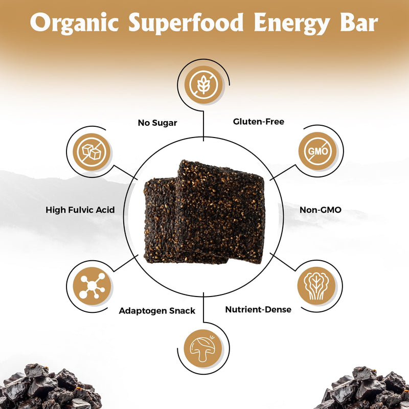 Shilala Organic Shilajit Energy Bar – 1000mg Shilajit, Gluten-Free, Vegan, Non-GMO | High Fulvic Acid | 7 Pack | NEW & IMPROVED FLAVOR