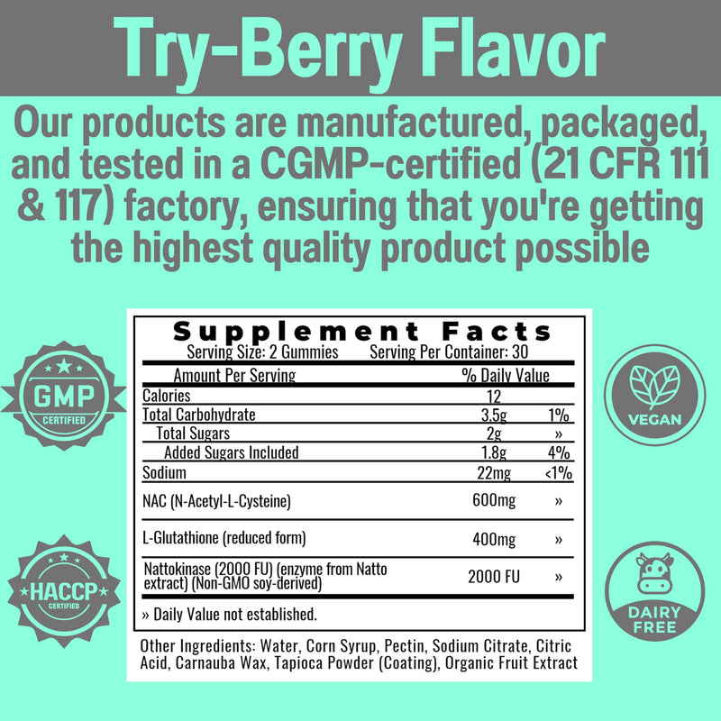 SHIZAM NAC 600mg Gummies with Glutathione & Nattokinase