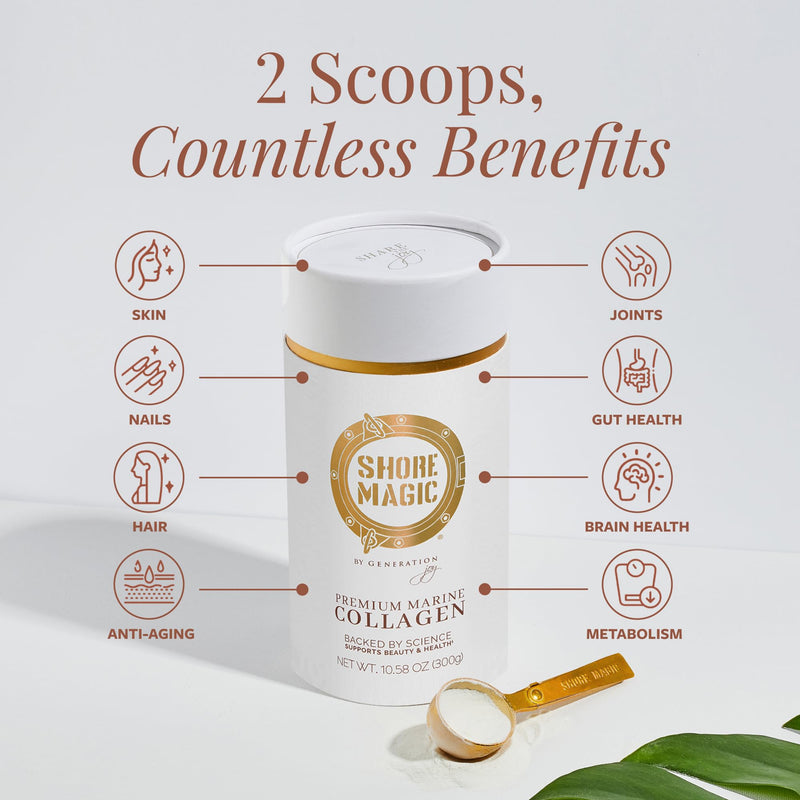 Shore Magic Marine Collagen Powder – Types I-IV, Unflavored, 9g Protein