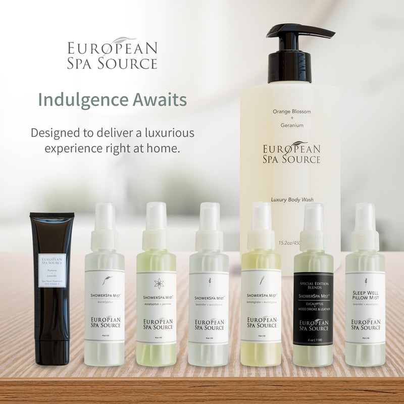 European Spa Source Energizing Lemongrass + Eucalyptus ShowerSpa Mist – Aromatherapy, 4 fl oz