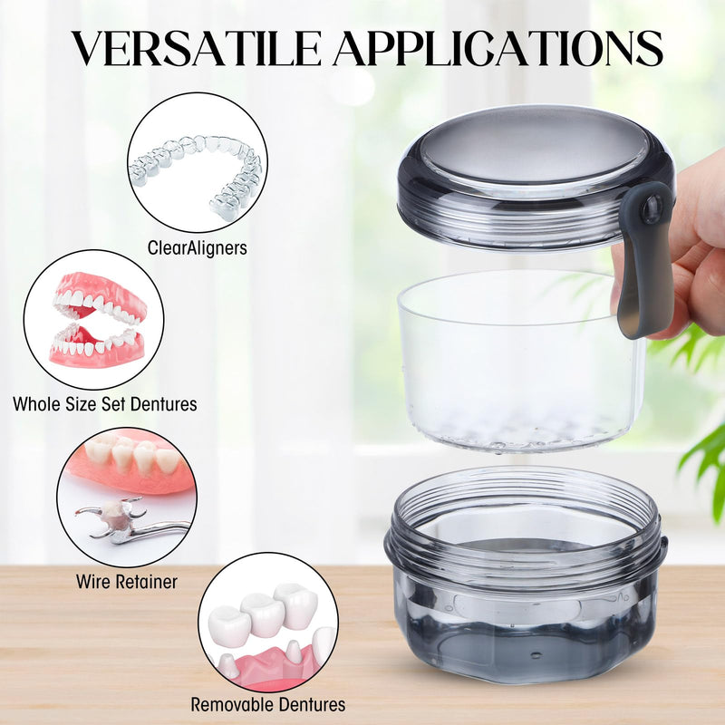 Sieral 6 Pcs Denture Case – Leak-Proof Travel Cup for Dentures & Retainers