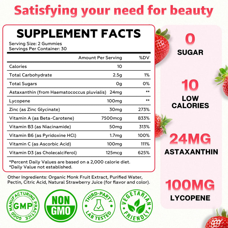 SijiGood 2 Pack Tanning Gummies – Sugar Free Self Tan, Strawberry, 120 Count