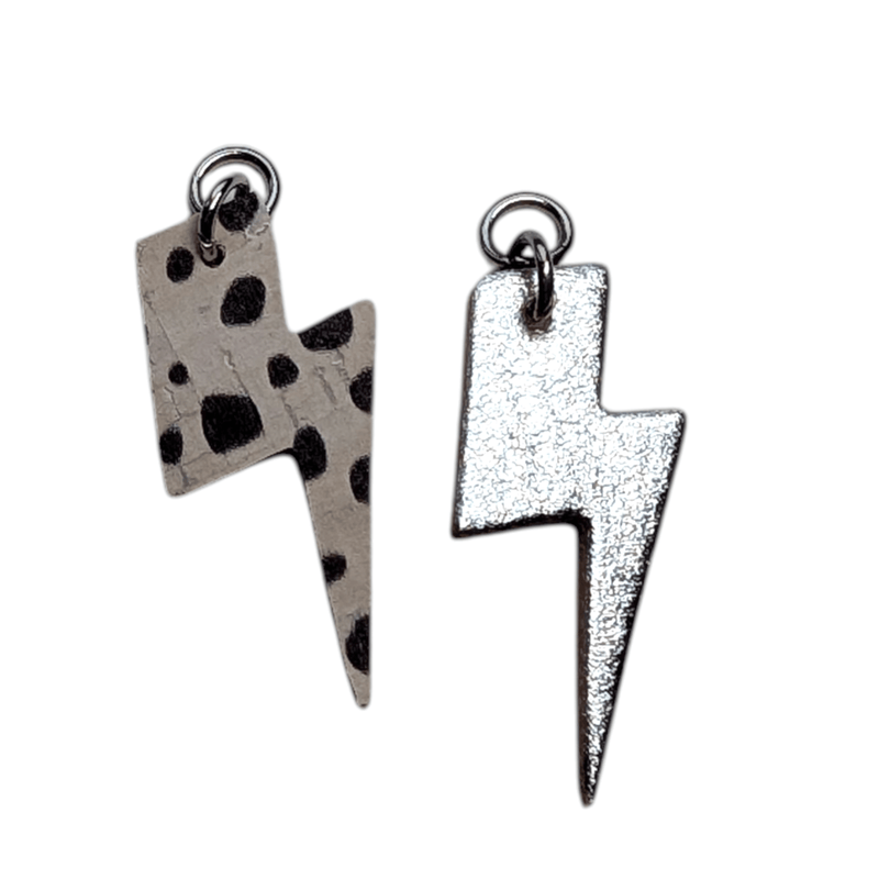 Silver and dalmation mini lightning bolt cork charms