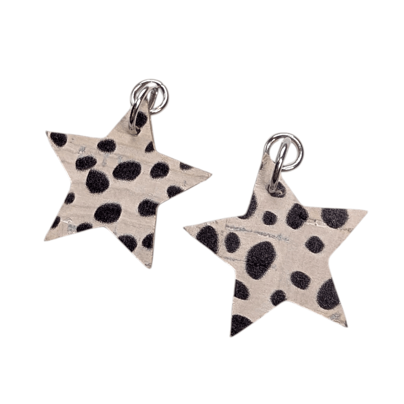 Silver and dalmation mini star cork charms