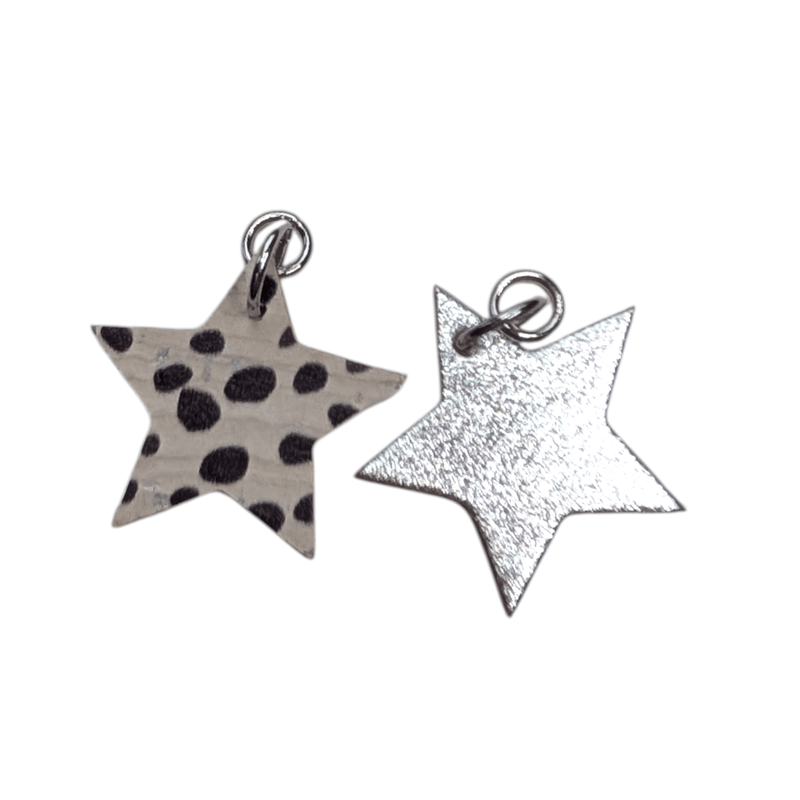Silver and dalmation mini star cork charms