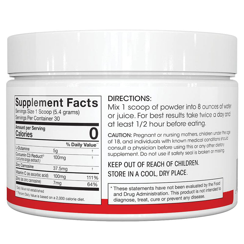 Silver Fern Gut Repair | Digestive Health Supplement Powder – L-Glutamine, Curcumin, Zinc & Ascorbic Acid (2 Tubs, 60 Servings)