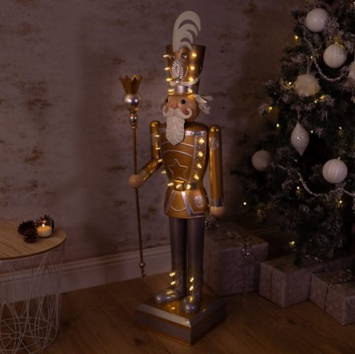4ft Giant Light Up Christmas Nutcracker with 10 Warm LEDs
