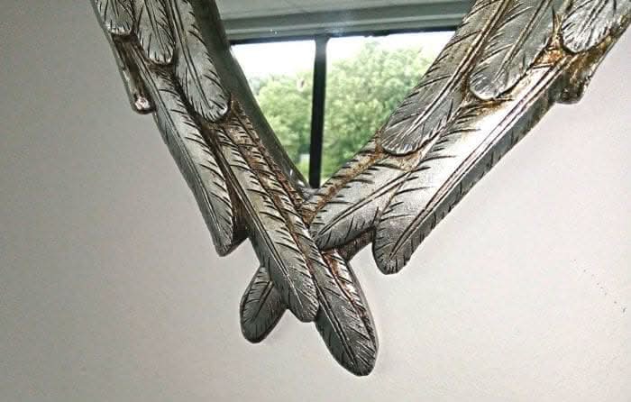 Silver Feathered Angel Wings Heart Shaped Decorative Wall Mirror