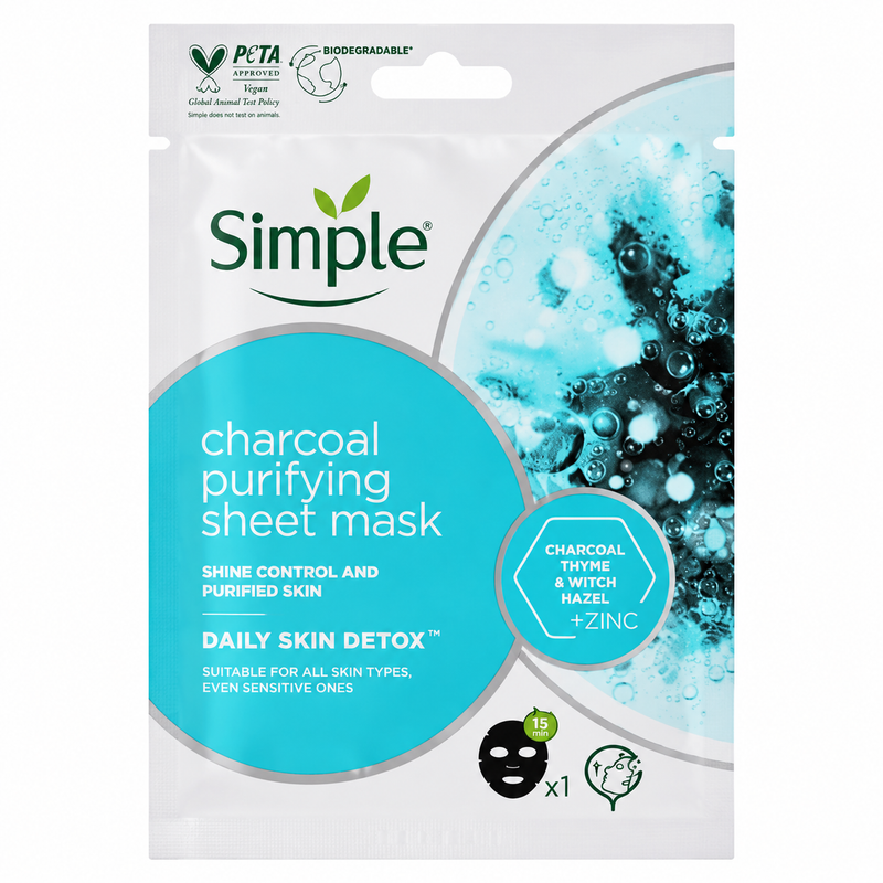 Simple charcoal purifying sheet mask 21ml