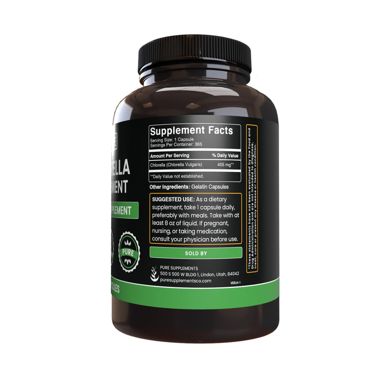 Pure Original Ingredients Chlorella (365 Capsules) No Magnesium or Rice Fillers | Always Pure, Lab Verified