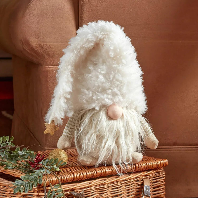 28cm White Christmas Sitting Gonk Plush Festive Decoration