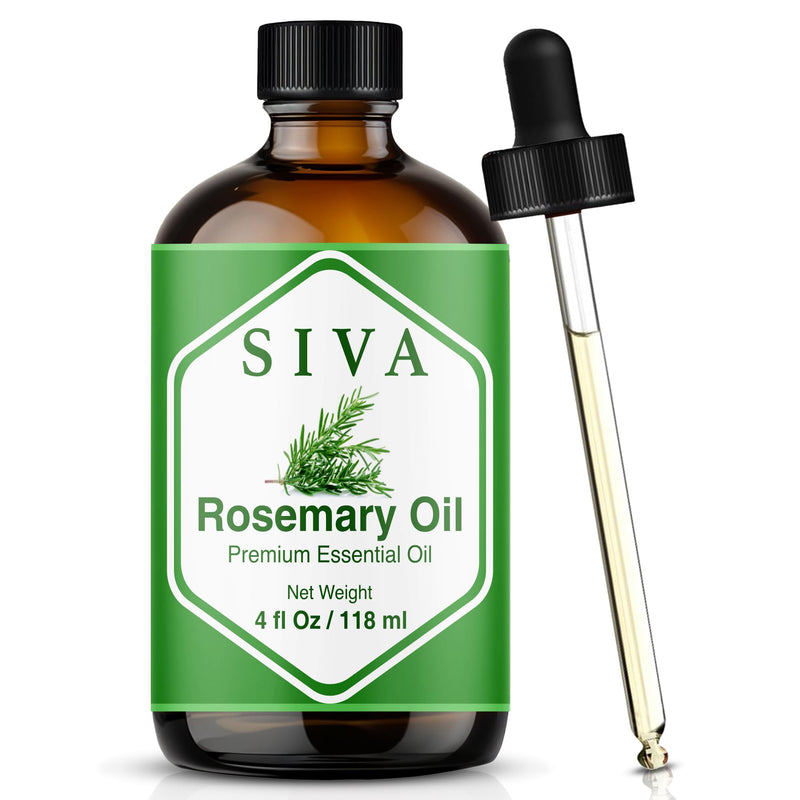 Siva Rosemary Essential Oil 4oz - 100% Natural, Steam-Distilled, Dropper