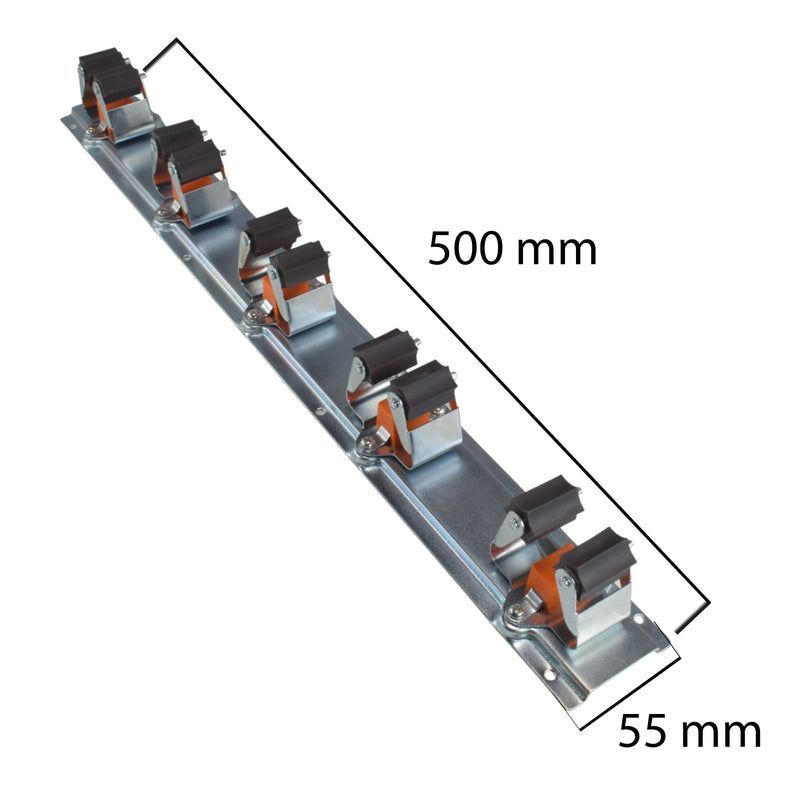 Wall Mount Tool Holder Rail - Roller Grip Design (5 Handles)