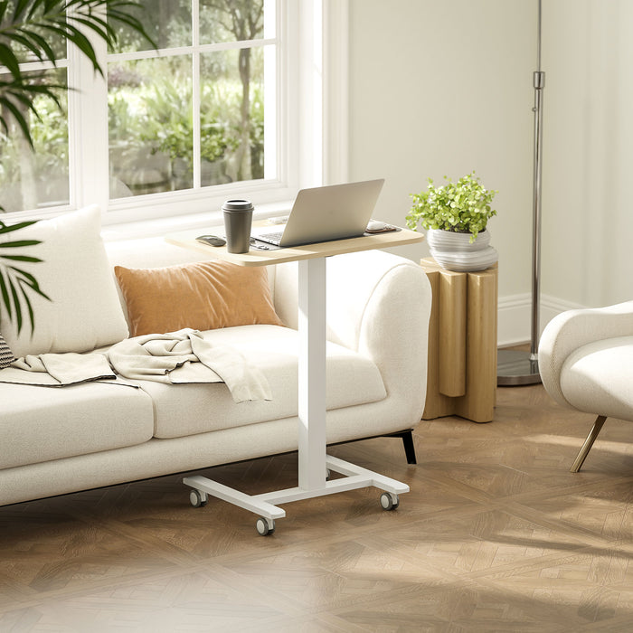 Vinsetto Standing Desk Sit Stand Desk with 4 Rolling Wheels, Natural