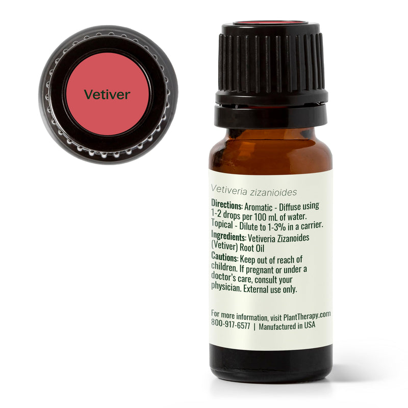 Plant Therapy Vetiver Essential Oil - 100% Pure, Therapeutic Grade, 10 mL
