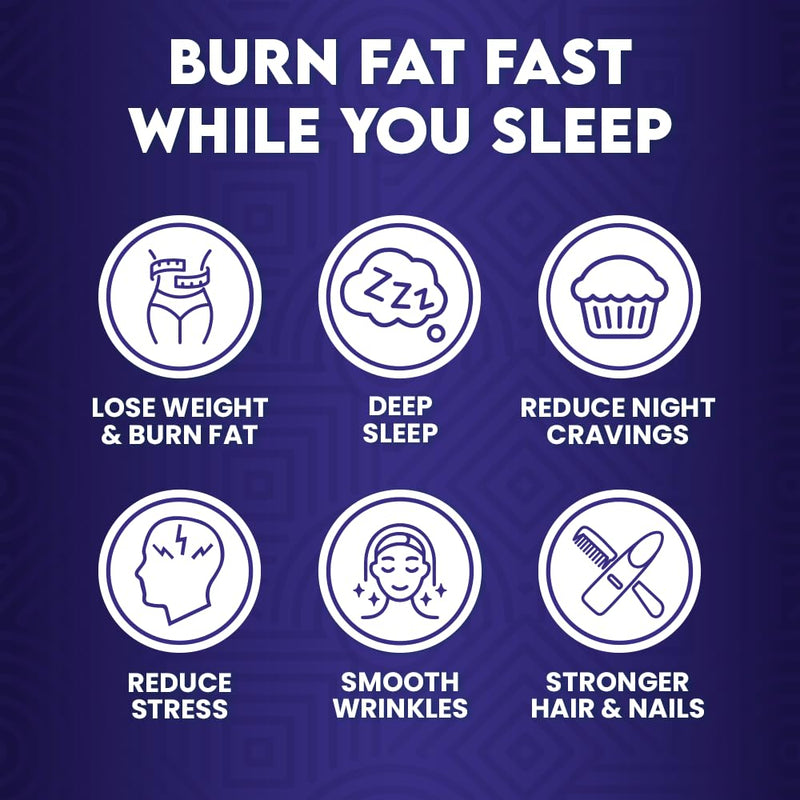 Night Collagen Burn by Skinny Coffee SuperBoost | Sleep Support, Metabolism & Cravings Control | 60 Servings