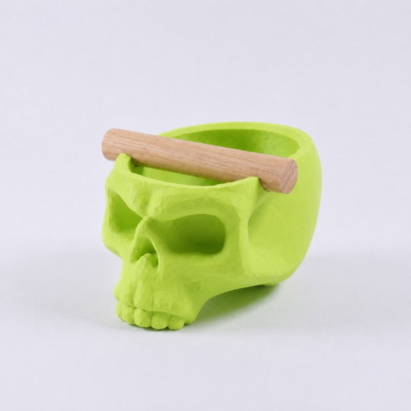 Gothic Skull Espresso Knock Box with Oak Bar
